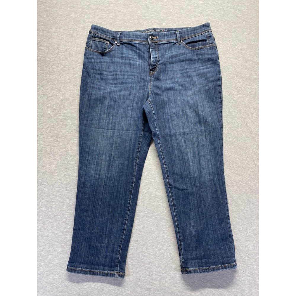 Chico's So Slimming Girlfriend Cropped Jeans Women 3 Blue High Rise Straight Leg